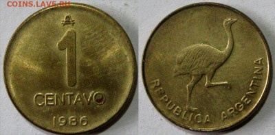 АРГЕНТИНА 1 сентаво Год 1986 Окончание:22-03 В 22-00 мск - 1 сент