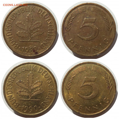 5 пфеннигов 1950, 80,82,90,91 г. ГЕРМАНИЯ до 20.03.21 в 22:0 - CollageMaker_20210319_034531015