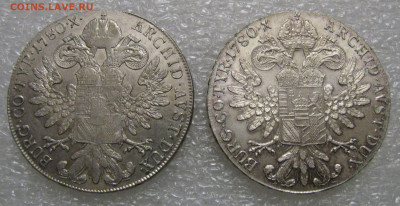 ТАЛЕР Марии Терезии 1780. Венецианская чеканка 1840 -1866 гг - срав (2).JPG