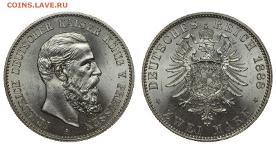 Пруссия. 2 марки 1888 г. Фридрих. До 21.03.21. - Р563.JPG