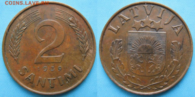 Латвия 2 сантима 1939  до 28-03-21 в 22:00 - Латвия 2 сантима 1939    2818