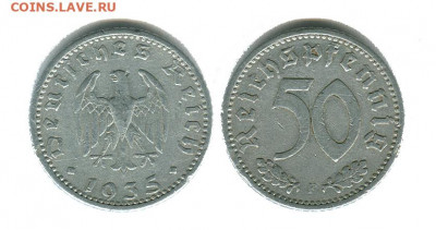 Германия 50 пфеннигов 1935 F до 22:00 мск 26.03.21 - германия 50 пфеннигов 1935 F