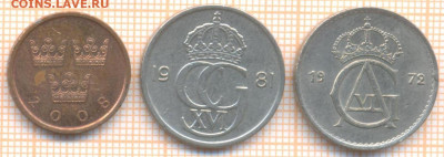 Швеция 50 эре 2008,1972,1981 г., до 29.03.2021 г. 22.00 по М - Швеция 50 эре 3 шт 2899