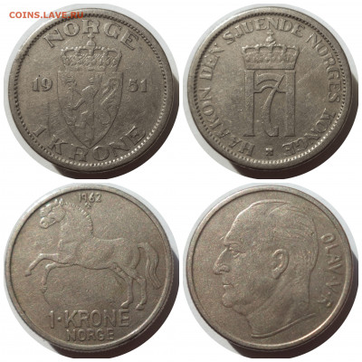ФИКС 1 крона 1951-2007 гг. НОРВЕГИЯ до 25.03.21 в 22:00 МСК - CollageMaker_20210323_175946671