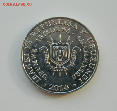 Бурунди 5 франков 2014 г. (Юбилейная) Фауна 1 до 31.03.21 - DSCN7868.JPG