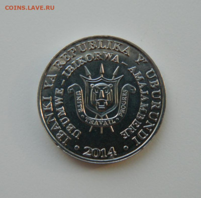 Бурунди 5 франков 2014 г. (Юбилейная) Фауна 4 до 31.03.21 - DSCN7787.JPG