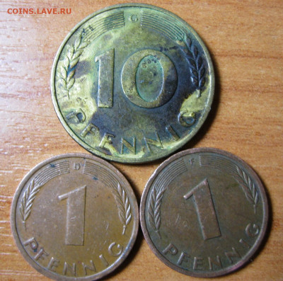 ФРГ 10.1пфенинг 1950.1975.1986г - IMG_4429.JPG