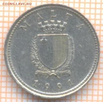 Мальта 2 цента 1991 г., до 01.04.2021 г. 22.00 по Москве - Мальта 2 цента 1991 2734