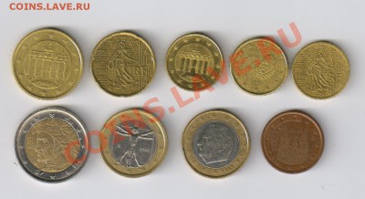 МОНЕТЫ-ЕВРО-9 шт. до 18.10.2011г 21-00 - 5,05 ЕВРО-9 монет