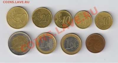 МОНЕТЫ-ЕВРО-9 шт. до 18.10.2011г 21-00 - 5,05 ЕВРО-9 монет 001