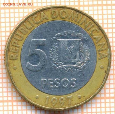 Доминикана 5 песо 1997 г. 50 лет ЦБ, до 03.04.2021 г. 22.00 - Доминикана 5 песо 1997 3002