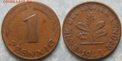 Ходячка ФРГ 1 пфенниг 1948-1979г. - 50.8. -ФРГ 1 пфенниг 1948 G     191-АС68-10259