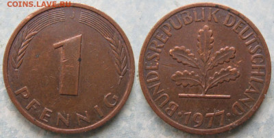Ходячка ФРГ 1 пфенниг 1948-1979г. - 50.37. -ФРГ 1 пфенниг 1977 J    175-К16-11287