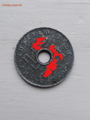 5 оккупационных пфеннигов 1940 D 3 Рейх, нечастая монета - Inked1940_LI