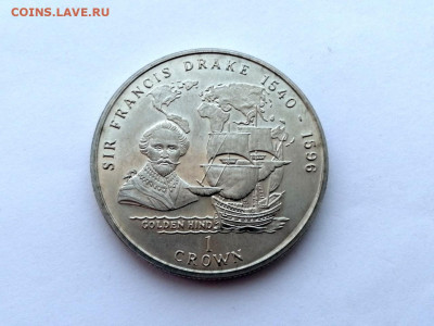 Остров Мэн 1 крона, 1996 Мореплаватели - Сэр Фрэнсис Дрейк - 2