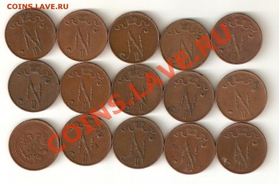 Продам 34 монеты Финляндии 5,10 пенни 1865-1917 - image0-1