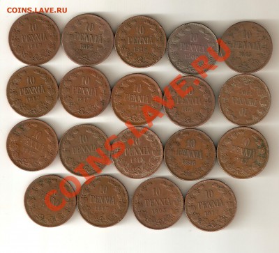 Продам 34 монеты Финляндии 5,10 пенни 1865-1917 - image0-2