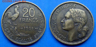 Франция - 20 франков 1951 года до 4.04 - Франция 20 франков, 1951