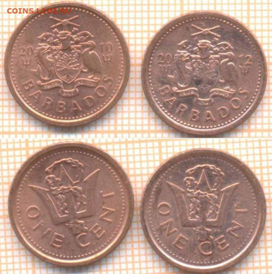 Барбадос 1 цент 2010,2012 г, фикс, до 05.04.2021 г. 22.00 по - Барбадос 1 цент фикс 1001