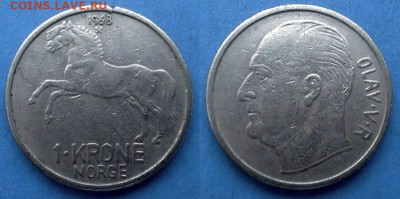 Норвегия - 1 крона 1968 года (Фауна) до 7.04 - Норвегия 1 крона, 1968