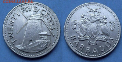 Барбадос - 25 центов 1973 года (Мельница) до 8.04 - Барбадос 25 центов, 1973