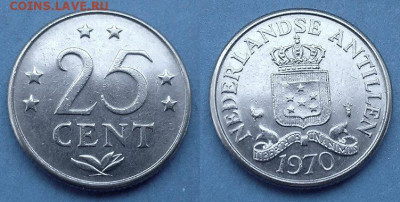 Нид. Антильские острова - 25 центов 1970 года до 8.04 - Нидерландские Антильские острова 25 центов, 1970