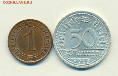 Лот монет Веймар (2шт) 1922,1932г.  До 05.04.21 в 22.15 МСК - 2021-04-03 21.58.18