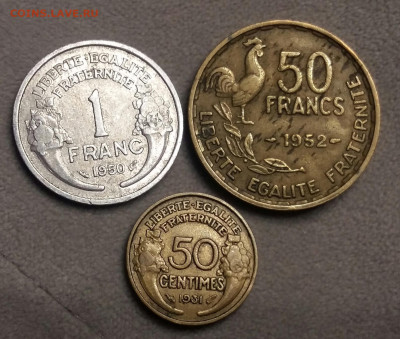 Лот монет Франции (3шт) 1931,50,52.  До 05.04.21 в 22.15 МСК - 2021-03-26 23.48.54