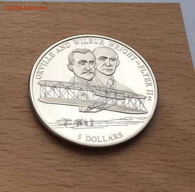 Крона Шайба Либерия 5$ долларов 2000 Братья Райт самолет - IMG_3393.JPG