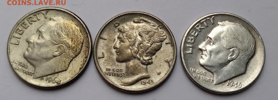 Серебро 3 Дайма США 1943,46,64г. до 13.04.21г. 22:00 - 20210408_175225