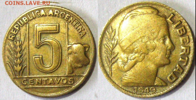 Аргентина 5 сентаво Год 1949 Окончание:12-04 В 22-00 мск - арген 5