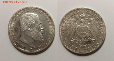 Германия (Вюртемберг) 3 марки 1909 года - 14.04 22:00 мск - IMG_20210404_175717