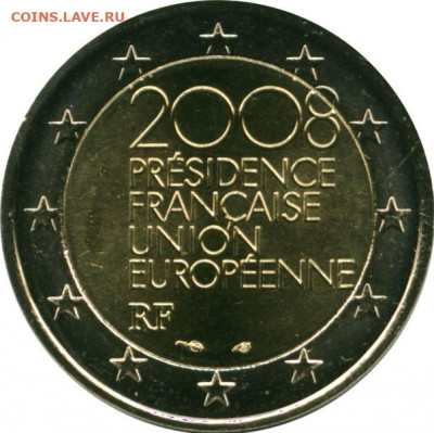 25 рублей. 60-летие первого полета человека в космос - Монета Euro Франция п 2008 Председательство Франции в ЕС