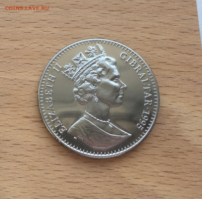 Шайба Гибралтар 1 крона 1995 Метание диска Дискобол - IMG_4131.JPG