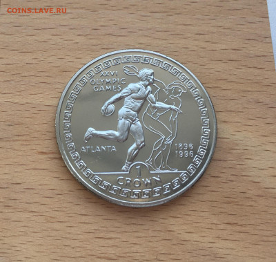 Шайба Гибралтар 1 крона 1995 Метание диска Дискобол - IMG_4125.JPG