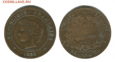 Франция 5 сантимов 1888 до 22.00 мск 16.04.21 - франция 5 сантимов 1888