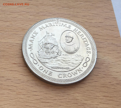 Крона Шайба Остров Мэн 1 крона 1982 Мейфлауэр корабль - IMG_4219.JPG