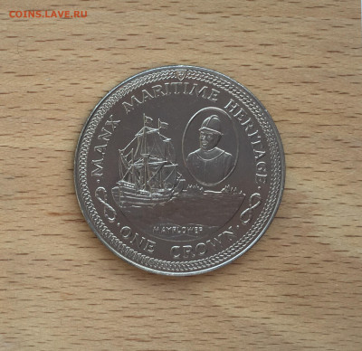 Крона Шайба Остров Мэн 1 крона 1982 Мейфлауэр корабль - IMG_4216.JPG