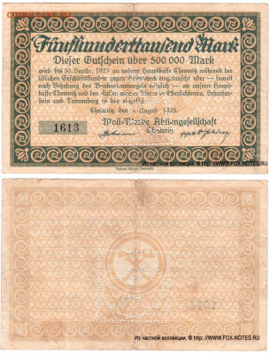 Досчитаем до 10 000 или более - 1613 нотгельд 500 000 марок 1923. Германия. г. Хемниц (Саксония). 7
