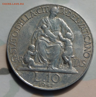 Ватикан 10 лир 1947 (тираж 50000) до 22-00 20.04 - IMAG1103_2