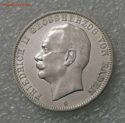 Великое герцогство Баден. Фридрих II. 5 МАРОК 1913 года. - 5мар1913 (2).JPG