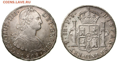 Боливия. Карл IV. 8 реалов 1808 года. - Бо
