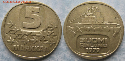 Финляндия 5 марок 1979 до 28-04-21 в 22:00 - Финляндия 5 марок 1979 K    201-ас94-3657