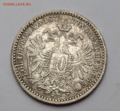 Австрия 10 крейцеров 1872г. серебро до 1.05. 21г.22:00 - 20210426_165045