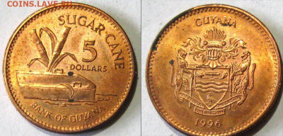 Гайана 5 долларов Год 1996 Окончание:29-04 В 22-00 мск - Гайана 5 долл
