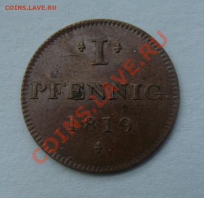 - Германия - 1 Пф. Judenpfennig 1819 -до 20.10.11 в 22.00 М - Coin1135(4)