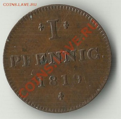 - Германия - 1 Пф. Judenpfennig 1819 -до 20.10.11 в 22.00 М - Coin1135(3)