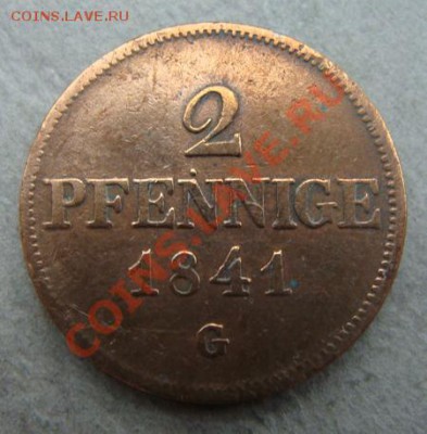 - Германия- Саксония 2 Пф. 1841 G -до 20.10.11 в 22.00 М - Coin1302(1)