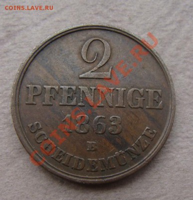 - Германия- Ганновер 2 Пф. 1863 В -до 20.10.11 в 22.00 М - Coin1178(1)