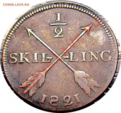 2 скиллинга 1821 Fine до 22.10 в 22°° - D53 1-2 SK 1821_1